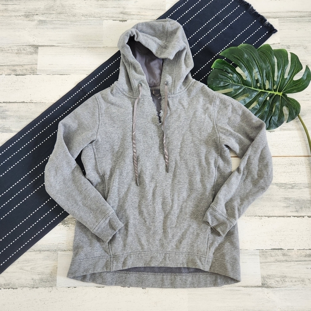 Lululemon Wind Down Pullover Hoodie Sweatshirt Heathered Medium Grey Size 6